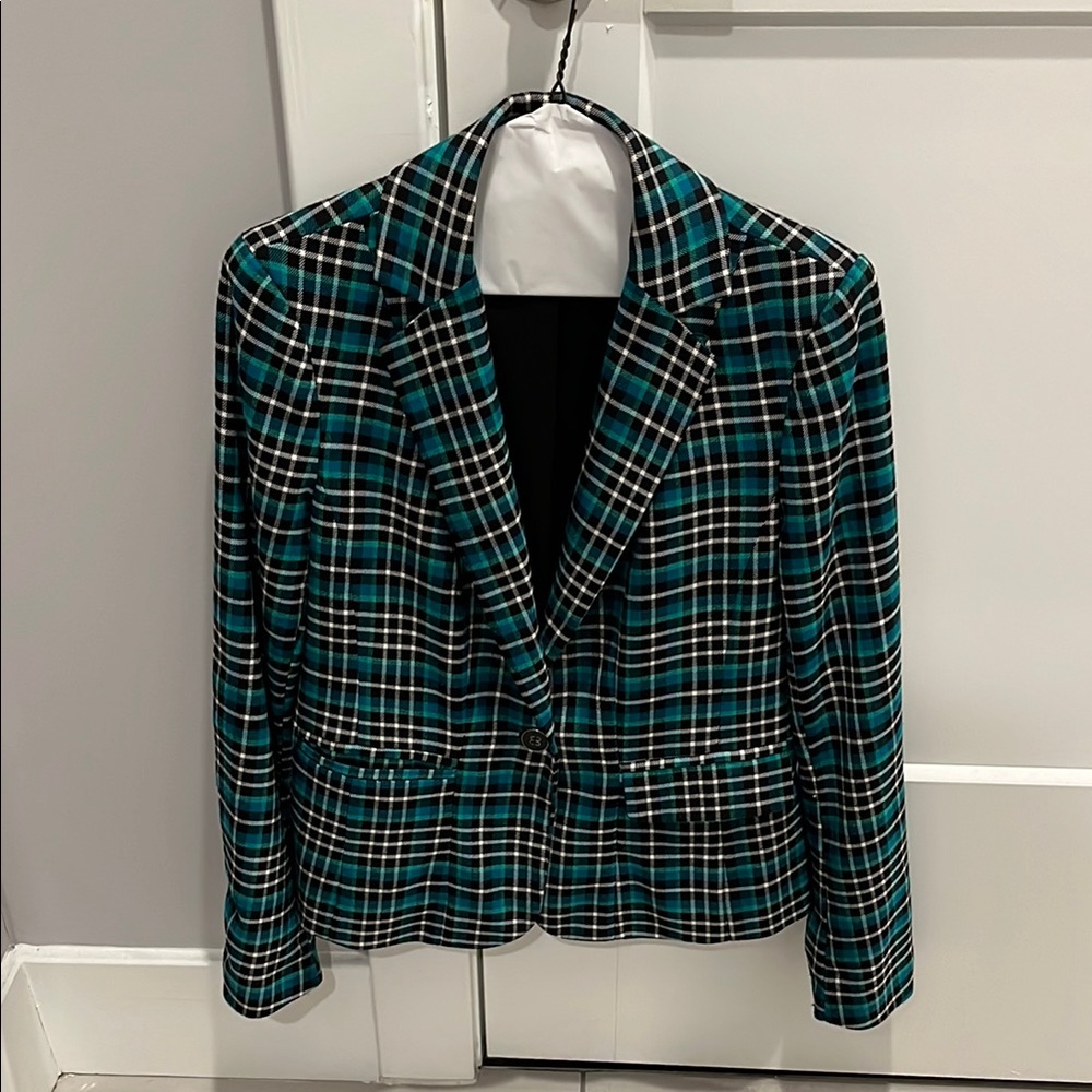 Teal Plaid Women's Blazer
